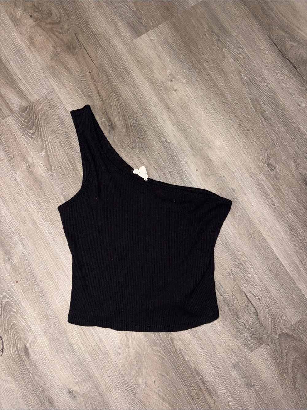 Garage | Black Ribbed One Shoulder Tank | Size Medium
